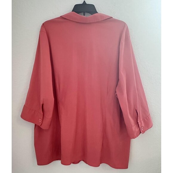 Maggie Barnes Shirt‎ Womens 3X Candy Pink Button Front 3/4 Sleeve Office Party - Picture 7 of 11